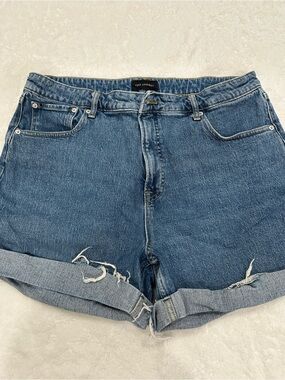 High-Rise Rolled Hem Blue Denim Jean Shorts size 18